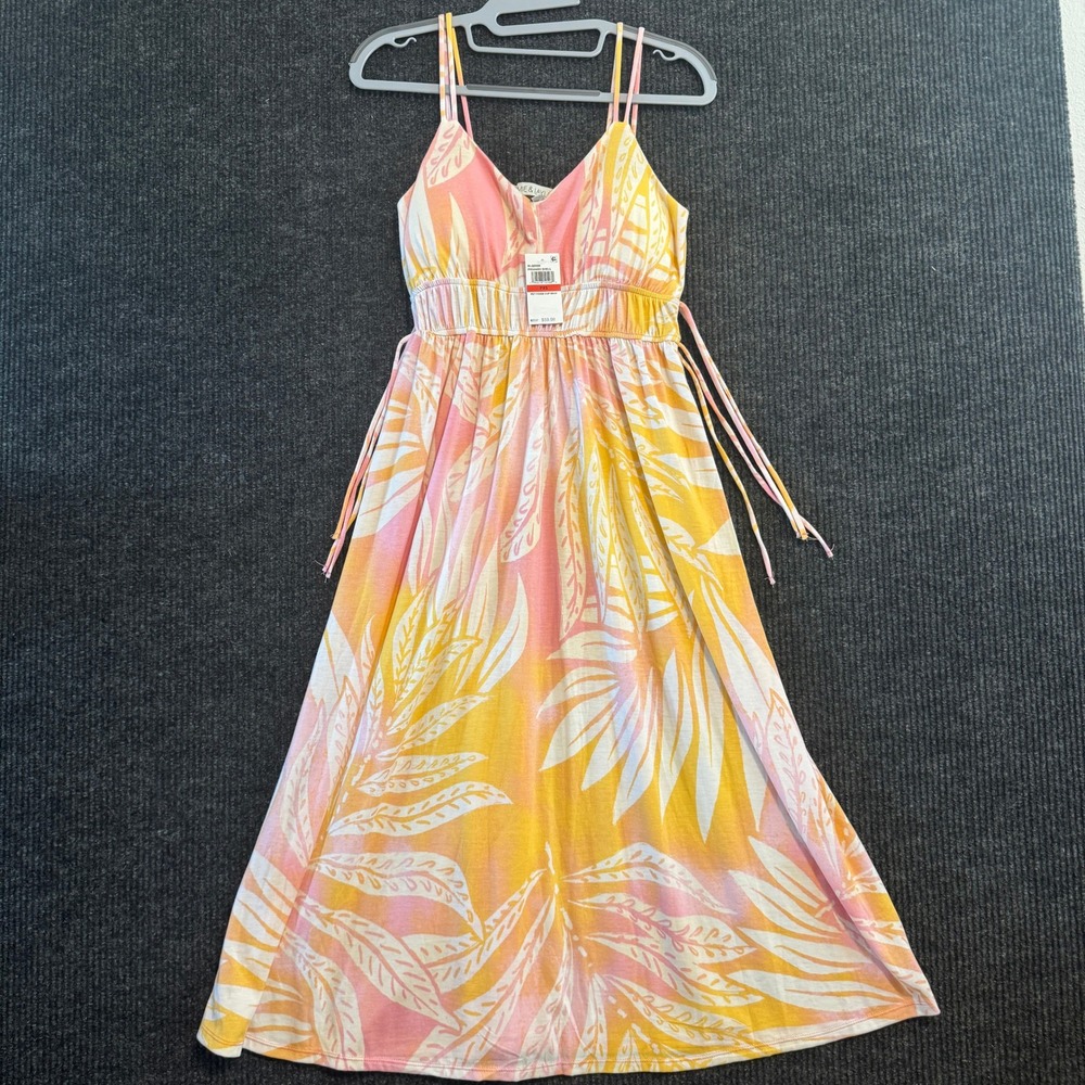 Jamie & Layla Maxi Dress Womens Petite XS Pink Yellow with Cups NWT